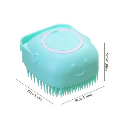 Pet Bath & Grooming Brush for Dogs & Cats – Soft Silicone Shampoo Massage Scrubber