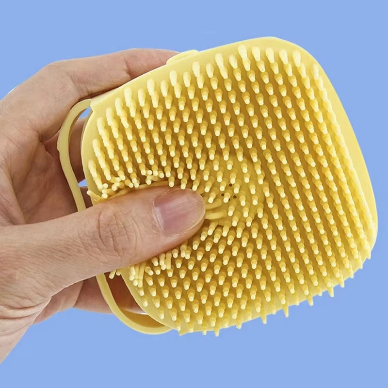 Pet Bath & Grooming Brush for Dogs & Cats – Soft Silicone Shampoo Massage Scrubber