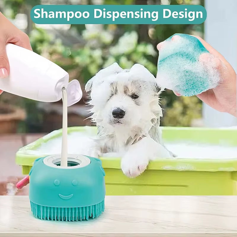 Pet Bath & Grooming Brush for Dogs & Cats – Soft Silicone Shampoo Massage Scrubber