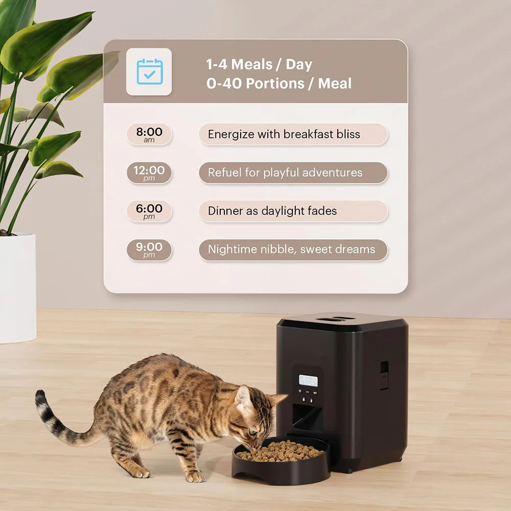 Smart Automatic Pet Feeder for Cats & Dogs – Timed Portion Control Food Dispenser 